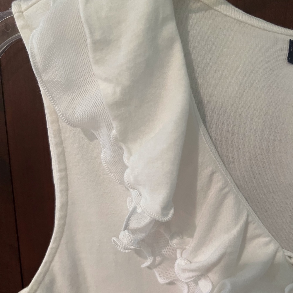 Chaps White Ruffled Front Tank Top - Picture 4 of 6